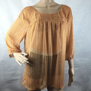 Laureen Conrad Shirt Blouse Sheer Dotted Pleated